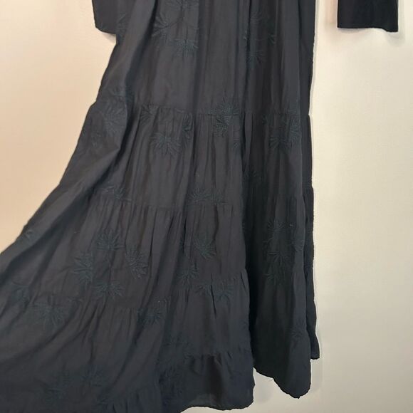 Anthropologie x Raga Black Jaya Floral Embroidered Maxi Dress Size Small - Picture 10 of 12